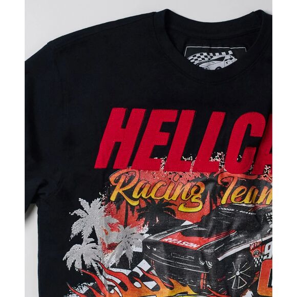 Reason x Dodge Hellcat T-Shirt Men’s Black Racing Team Short Sleeve Tee - Picture 3 of 6